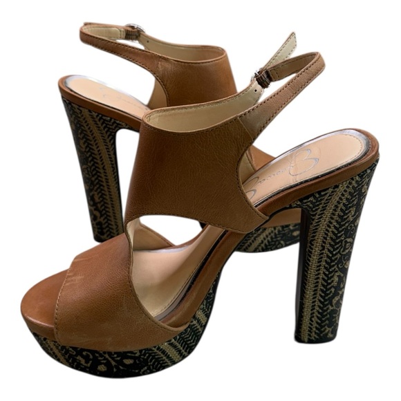 Jessica Simpson Barrow Autumn Umber Ruby Tumbleweed Platform Sandals Heels 8M - Picture 5 of 7